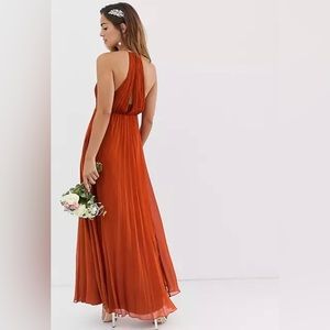 ASOS Burnt Orange Maxi Ruched Dress
